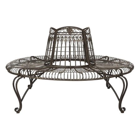 Safavieh 60.25 in. Ally Darling Wrought Iron Outdoor Tree Bench, Rust & Brown PAT5019A